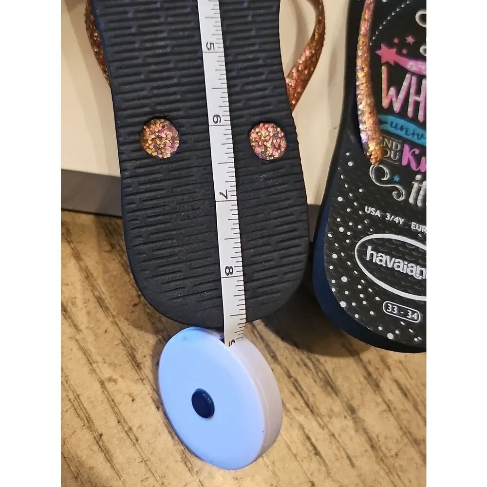 Havaianas Glitter Strap Flip Flops with Colorful Planet Print Size 1-1.5